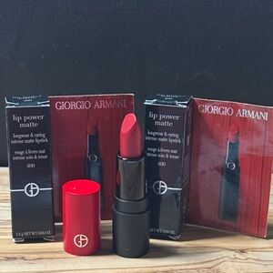 2-Giorgio Armani Lip Power Matte 400  in Vibrant Red mini NEW
